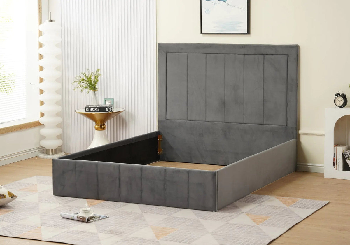 Lit capitonné en anthracite moderne | Orenza