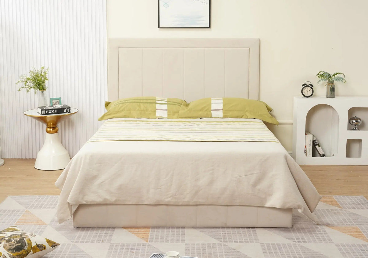 Lit capitonné en beige 140x190 et 160x200 | Orenza