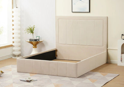 Lit capitonné en beige 140x190 et 160x200 | Orenza