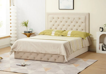 Lit capitonné en beige 140x190 et 160x200 | Kaelo