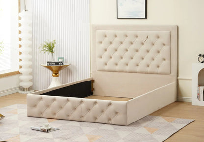 Lit capitonné en beige 140x190 et 160x200 | Kaelo