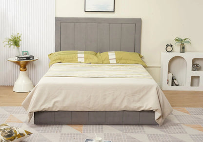 Lit capitonné en gris pour chambre moderne | Orenza