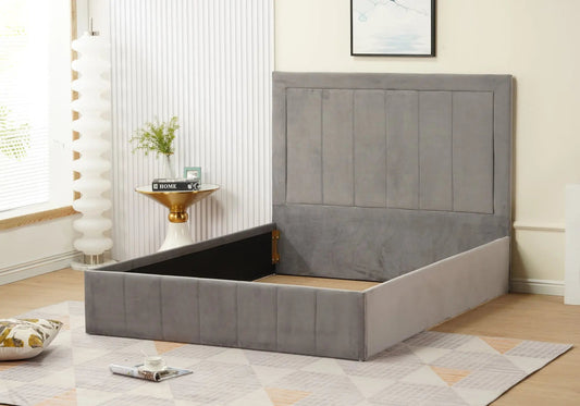 Lit capitonné en gris pour chambre moderne | Orenza