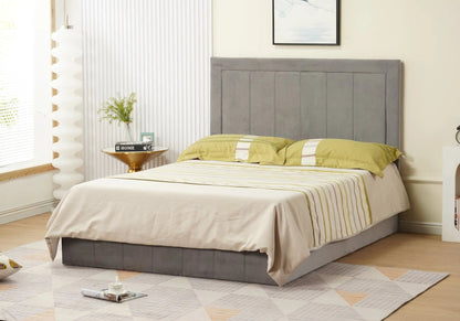 Lit capitonné en gris pour chambre moderne | Orenza