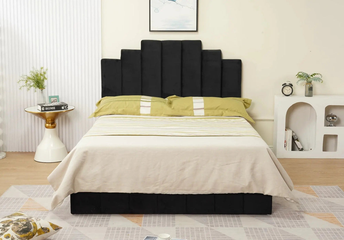 Lit capitonné en noir pour chambre moderne | Zynto