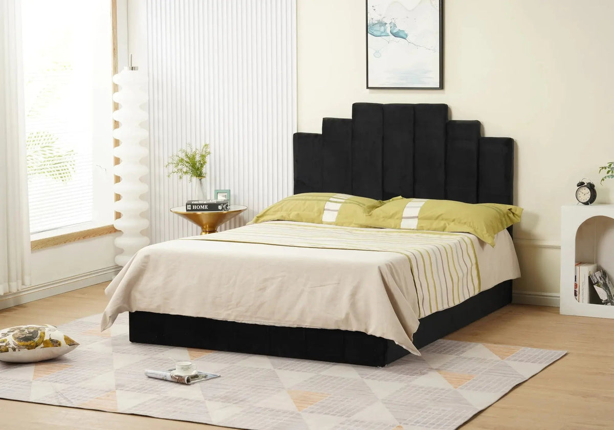 Lit capitonné en noir pour chambre moderne | Zynto