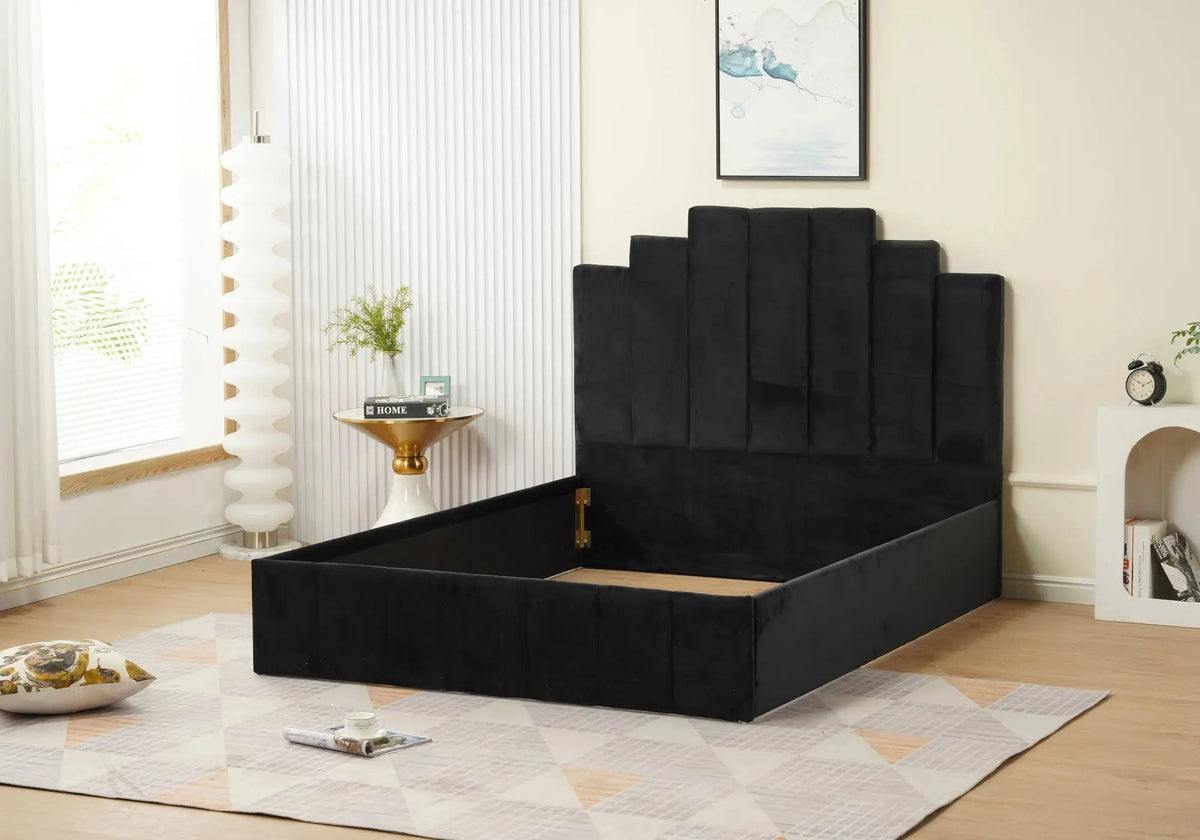Lit capitonné en noir pour chambre moderne | Zynto