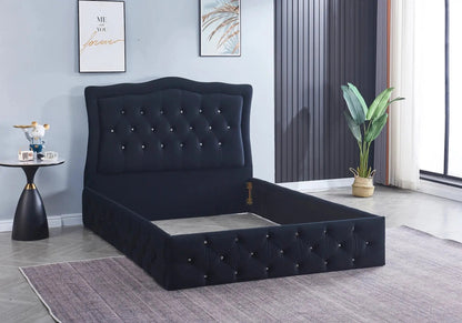 Lit double capitonné design en noir | Zynto