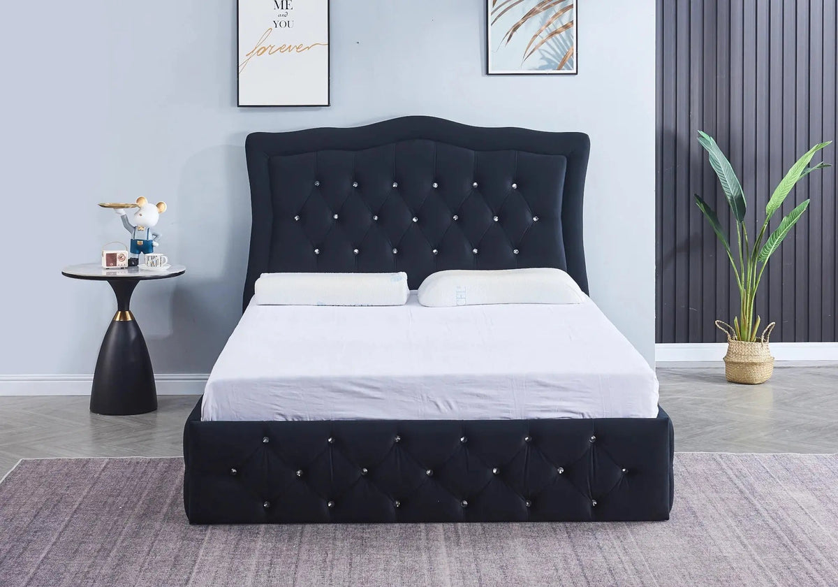 Lit double capitonné design en noir | Zynto