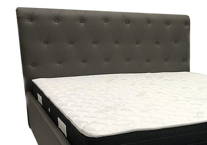 Lit capitonné simili cuir gris contemporain | Solan