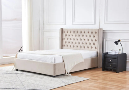 Lit capitonné en moka style chesterfield | Nuvio