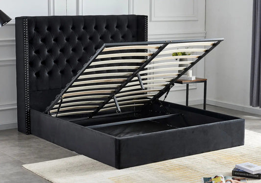 Lit coffre capitonné en noir pour chambre | Velar