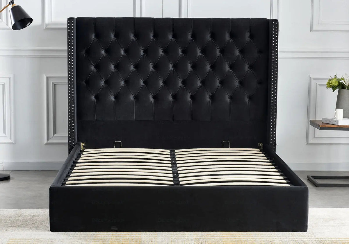 Lit coffre capitonné en noir pour chambre | Velar