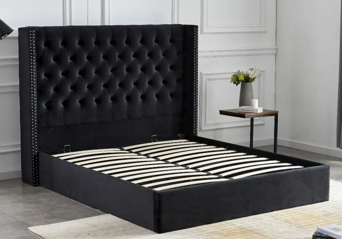 Lit coffre capitonné en noir pour chambre | Velar