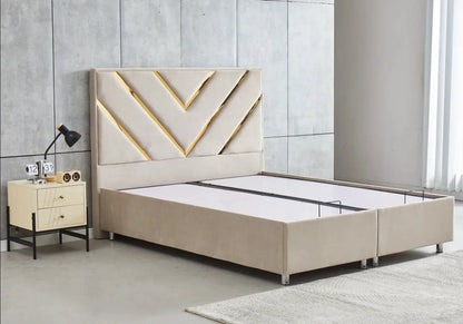 Lit coffre 160x200 en gris avec tête de lit | Vexta