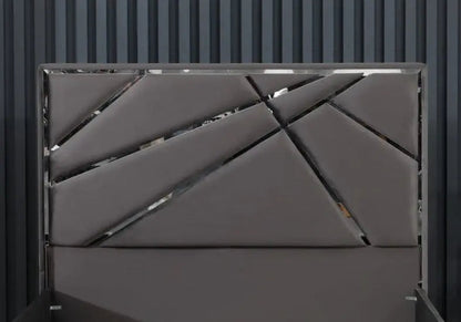 Lit coffre 160x200 avec tête de lit gris argent | Vexis