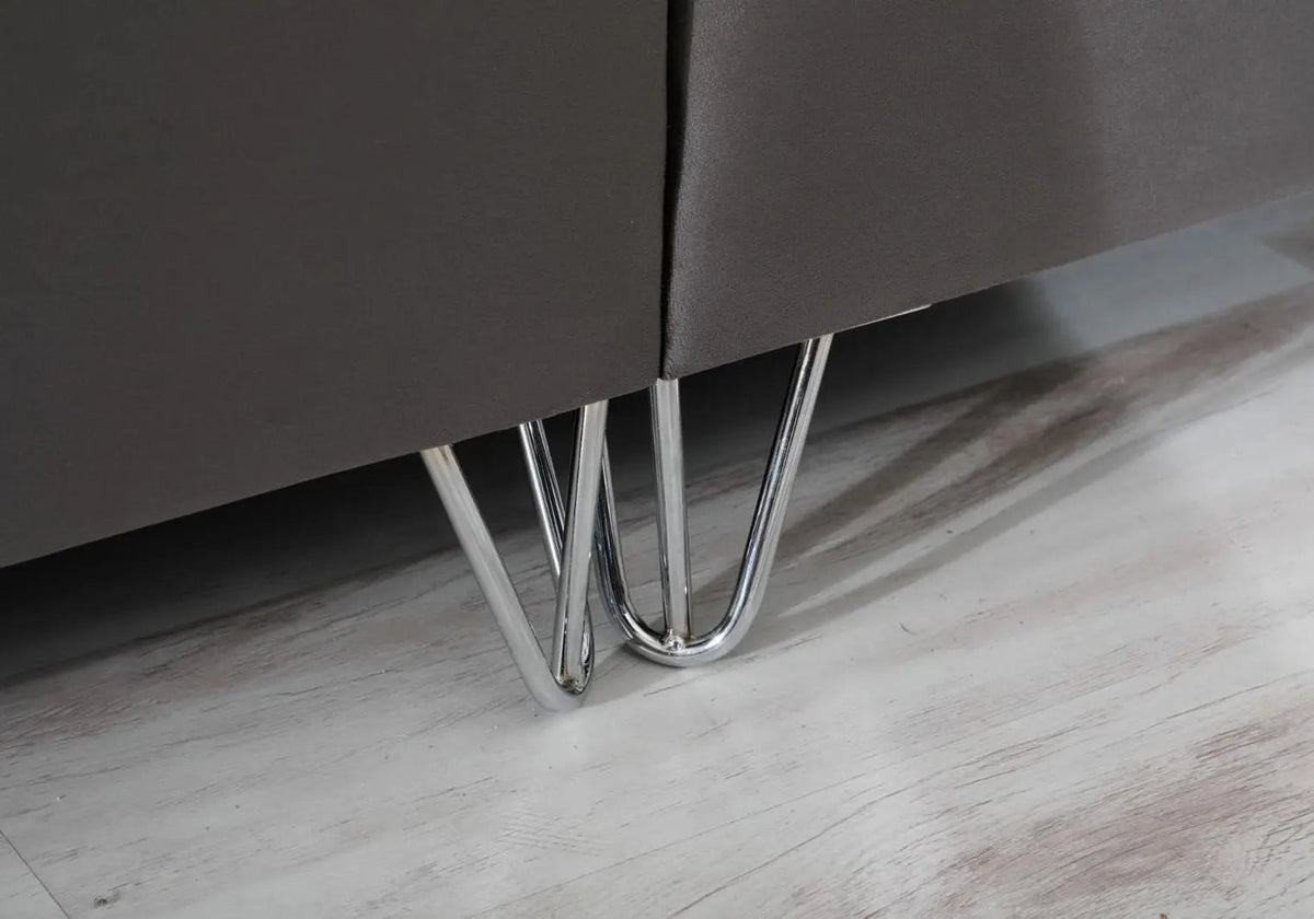 Lit coffre 160x200 avec tête de lit gris argent | Vexis