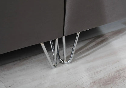Lit coffre 160x200 avec tête de lit gris argent | Vexis
