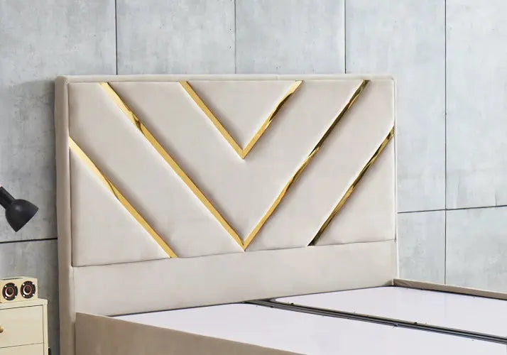 Lit coffre 160x200 et tête de lit en taupe | Vexta