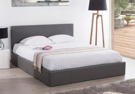 Lit coffre de rangement simili gris moderne | Vesper