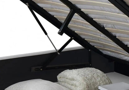 Lit coffre de rangement simili gris moderne | Vesper