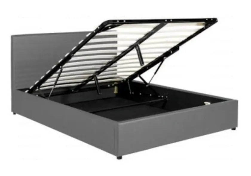 Lit coffre de rangement simili gris moderne | Vesper