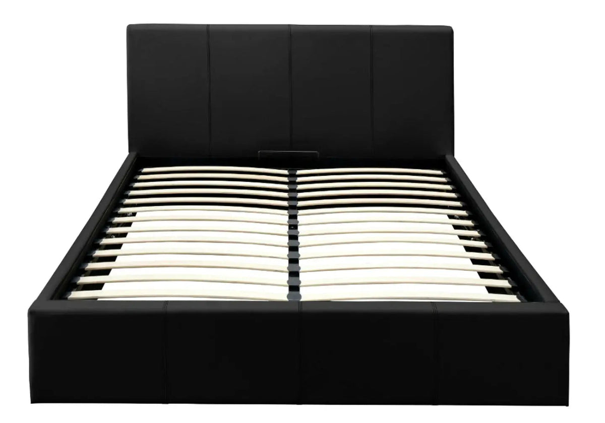 Lit coffre de rangement 2 places simili noir | Vesper