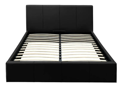 Lit coffre de rangement 2 places simili noir | Vesper