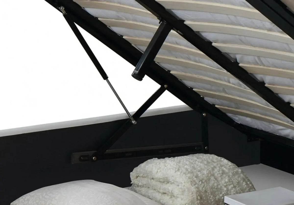Lit coffre de rangement 2 places simili noir | Vesper