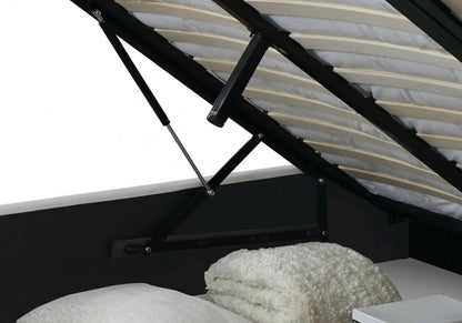 Lit coffre de rangement 2 places simili noir | Vesper