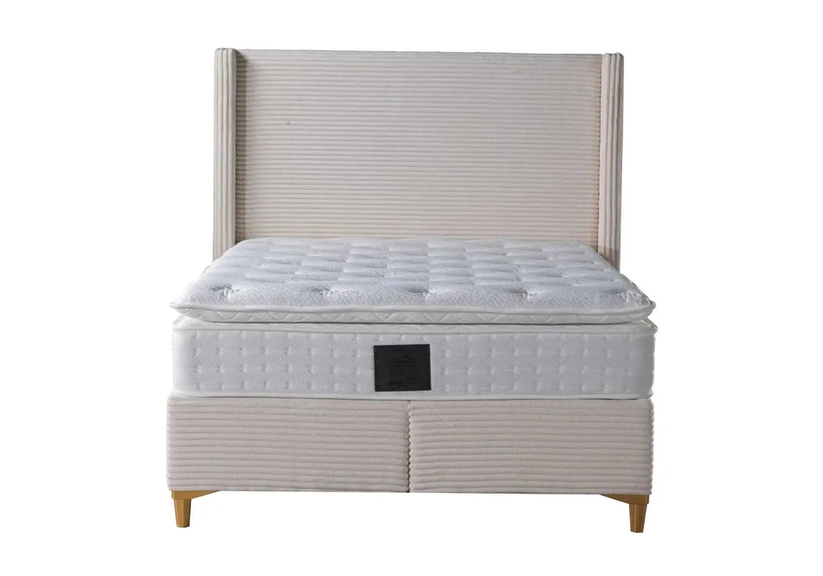 Lit coffre de rangement en beige adulte | Sola