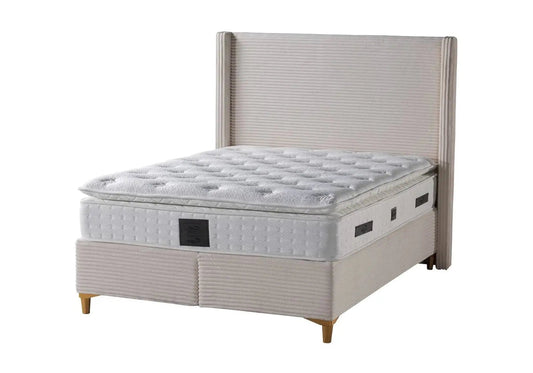 Lit coffre de rangement en beige adulte | Sola