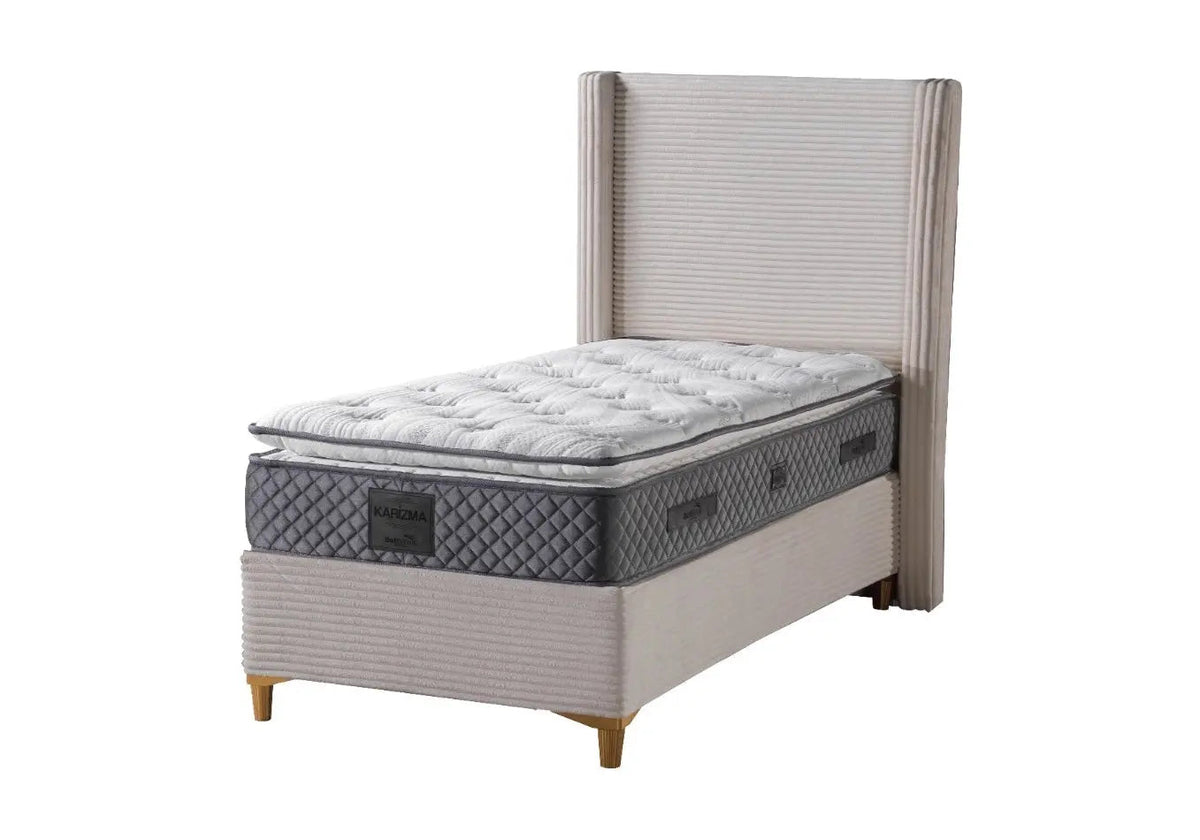 Lit coffre de rangement en beige adulte | Sola