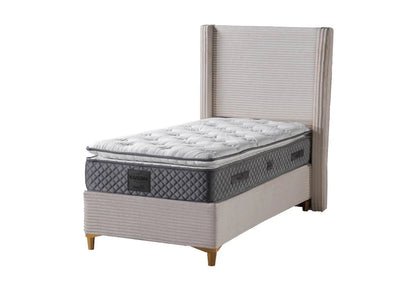 Lit coffre de rangement en beige adulte | Sola