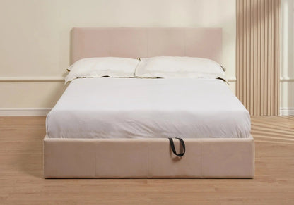 Lit coffre en beige 140 cm avec rangement | Vexta