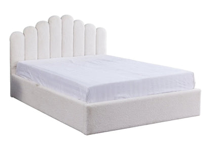 Lit coffre capitonné velours doudou blanc | Vexo