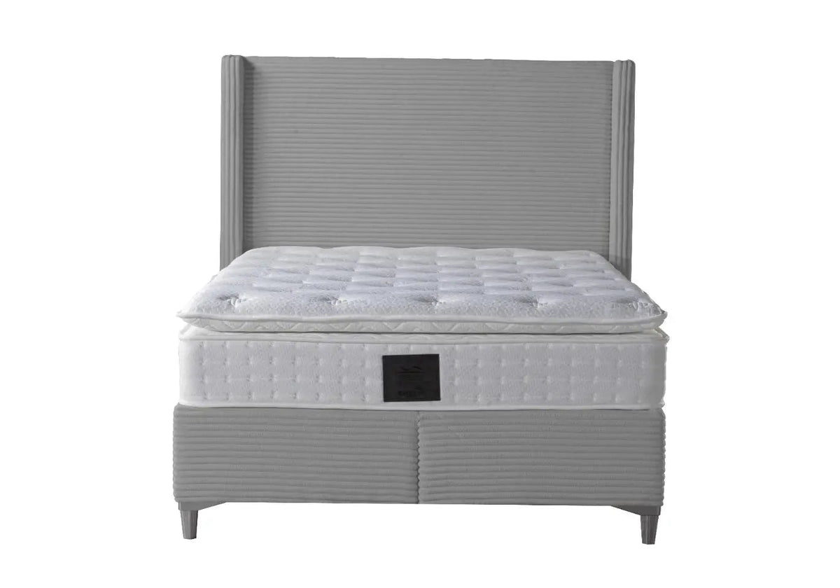 Lit coffre moderne en gris avec rangement | Sola