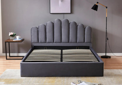 Lit coffre en gris capitonné moderne | Vexo