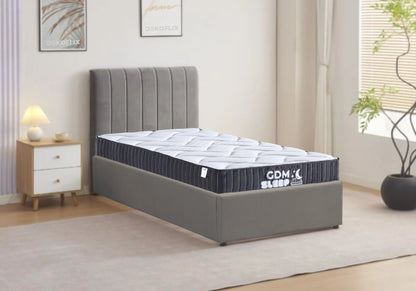 Ensemble lit coffre 90x190 gris et matelas | Kaelis