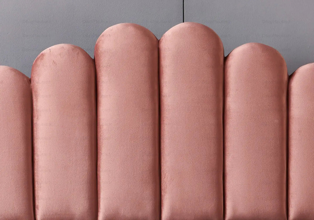 Lit coffre 2 places en rose capitonné | Vexo