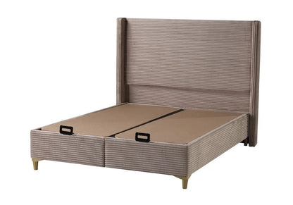 Lit coffre en taupe avec grand rangement | Sola