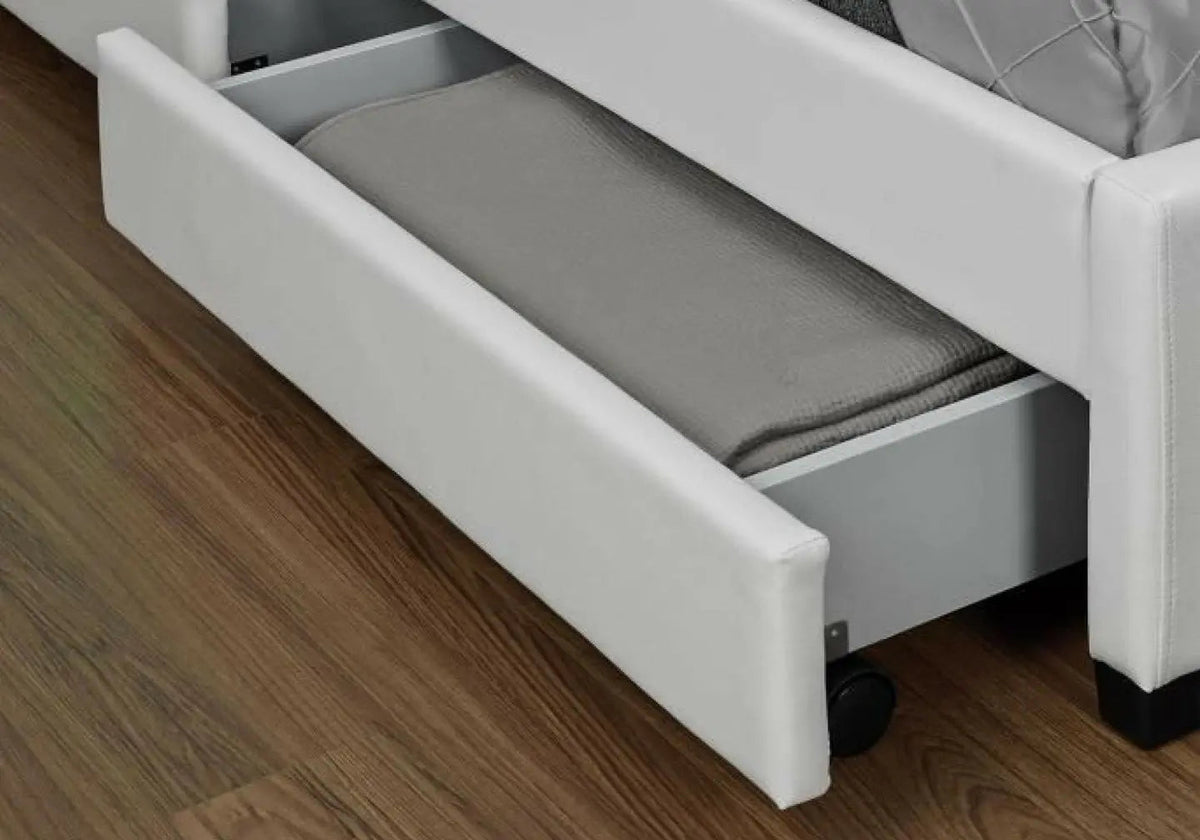 Lit double design blanc avec led et rangements | Solen