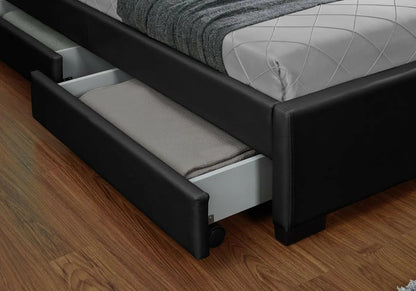 Lit double design noir avec led et rangements | Solen