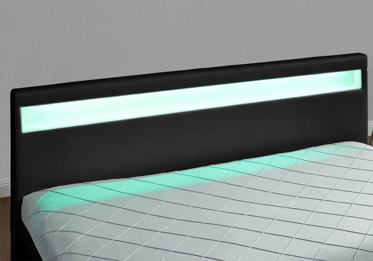 Lit double design noir avec led et rangements | Solen