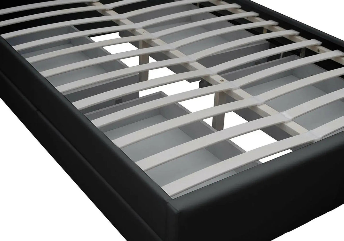 Lit double design noir avec led et rangements | Solen