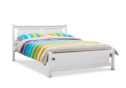 Lit double bois blanc pour chambre moderne | Zeno
