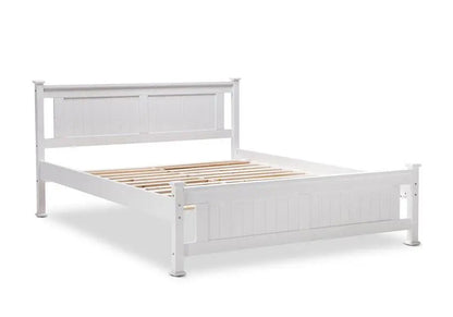 Lit double bois blanc pour chambre moderne | Zeno