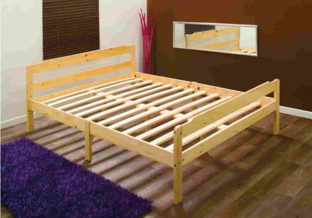 Cadre de lit double 140x190 cm en pin naturel | Pico