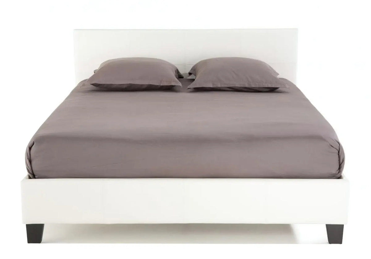 Lit double design moderne simili cuir blanc | Lido