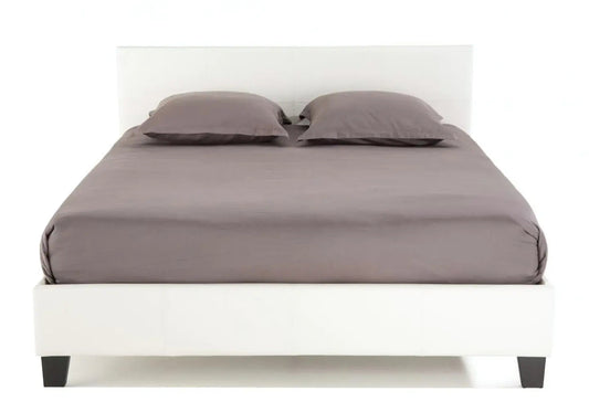 Lit double design moderne simili cuir blanc | Lido